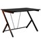 Black Metal and MDF Computer Desk with Storage Shelves and Holder